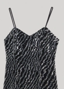 SHORT SEQUINED STRIPED DRESS -Winter Clothes Store PL953454 999 02 FL