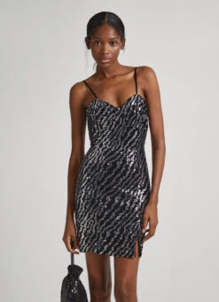 SHORT SEQUINED STRIPED DRESS -Winter Clothes Store PL953454 999 03 MO