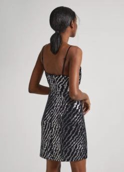 SHORT SEQUINED STRIPED DRESS -Winter Clothes Store PL953454 999 05 MO