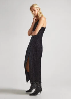 LONG VELVET DRESS WITH SPARKLE DETAIL -Winter Clothes Store PL953458 999 02 MO