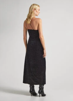 LONG VELVET DRESS WITH SPARKLE DETAIL -Winter Clothes Store PL953458 999 04 MO